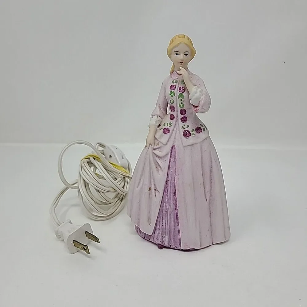 Portable Night Light Victorian Woman Porcelain Electric COTTAGECORE Vintage